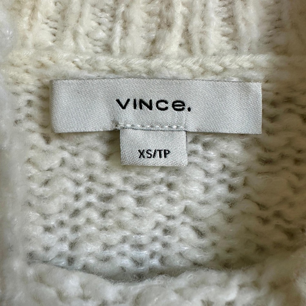 Vince Sweater Womens XS Ivory Wool Blend Mock Neck Ribbed‎ Chunky Knit NWT - Picture 7 of 10